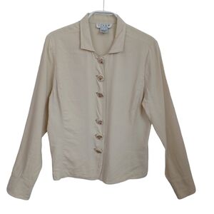 Citron Jacket Top Neutral Colorful Button Detail Womens size Small